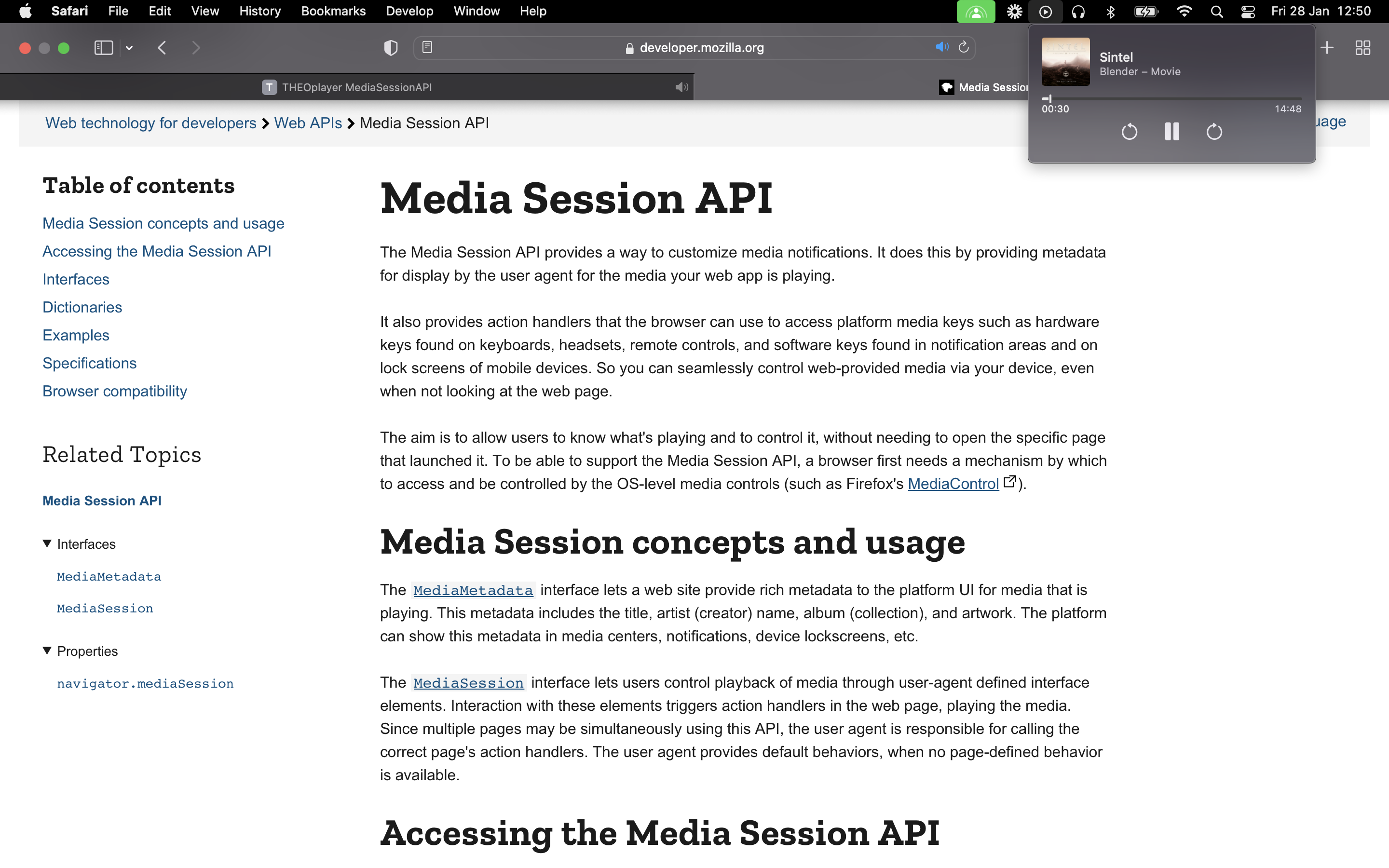 Media Session API macOS